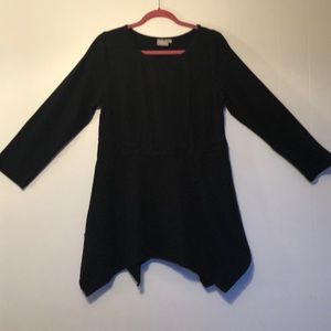 Black Handkerchief Hem Tunic/Mini Dress Plus Size